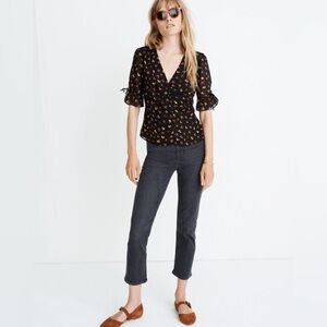 Madewell Silk Daylight Tie-Sleeve Top in Feline Floral-6